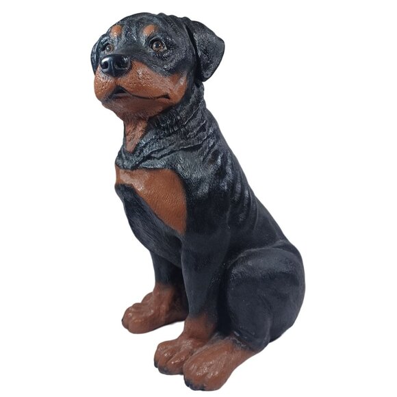 Vtg 12" Realistic Rottweiler Puppy Statue Figurine Glass Eyes Universal Statuary - Picture 2 of 11